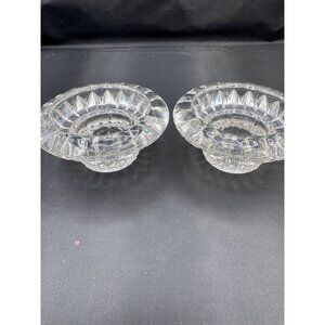IG Malaysia Pressed Glass Candle Holders – Pair, Clear Starburst Pedestal